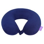VIAGGI U Shape Round Memory Foam Soft Travel Neck Pillow for Neck Pain Relief Cervical Orthopedic Use Comfortable Neck Rest - Navy Blue